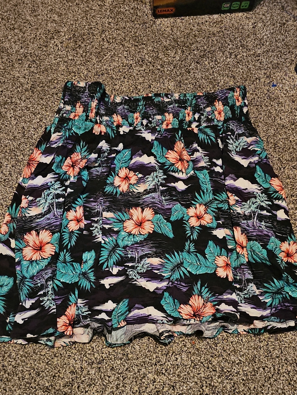 Hot Topic Black Floral Mini Skirt with Teal & Coral Accents